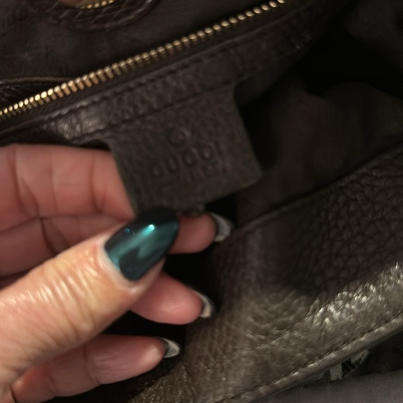 Authentic Gucci Dark Brown Leather Web Shoulder Bag - Picture 13 of 16